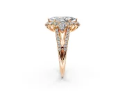 Halo Engagement Ring Setting for Marquise Center with Two-Strand Split Shank and Prong Head in Rose Gold