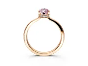 Hidden Halo Engagement Ring Setting for Fancy Pink Pear-Shaped Center with Wide Flat Plain Band and Prong Head in Rose Gold