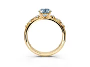 Cluster Engagement Ring Setting for Fancy Blue Oval Center with Round Cut Accent Band and Prong Head in Yellow Gold