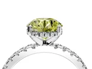 Solitaire Engagement Ring Setting for Fancy Yellow Round Cut Center with Band of Accents and Prong Head in Platinum