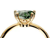 Minimalist Solitaire Engagement Ring Setting for Fancy Green Heart-Shaped Center with Thin Band and Prong Head in Yellow Gold