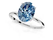 Solitaire Engagement Ring Setting for Fancy Blue Oval Center with Straight Thin Band and Prong Head in Sterling Silver