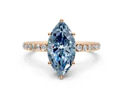Solitaire Engagement Ring Setting for Fancy Blue Marquise Center with Fine Pave Band and Prong Head in Rose Gold