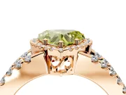 Halo Engagement Ring Setting for Fancy Yellow Heart-Shaped Center with Wide-Open Pave Split Shank and Prong Head in Rose Gold