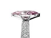 Solitaire Engagement Ring Setting for Fancy Pink Marquise Center with Domed Multi-Row Pave Band and Prong Head in Sterling Silver
