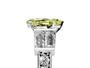 Channel-Set Engagement Ring Setting for Fancy Yellow Pear-Shaped Center with Baguette Band and Prong Head in Sterling Silver