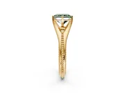 Solitaire Engagement Ring Setting for Fancy Green Radiant Cut Center with Milgrain Cathedral Band and Prong Head in Yellow Gold