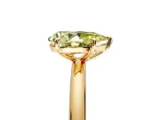 Low-Set Solitaire Engagement Ring Setting for Fancy Yellow Pear-Shaped Center with Thin Plain Band and Prong Head in Yellow Gold