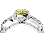 Channel-Set Engagement Ring Setting for Fancy Yellow Radiant Cut Center with Baguette Band and Prong Head in White Gold