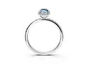Hidden Halo Engagement Ring Setting for Fancy Blue Marquise Center with Pave Band and Prong Head in Platinum