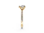 Solitaire Engagement Ring Setting for Heart-Shaped Center with Fine Pave Narrow Band and Prong Head in Yellow Gold