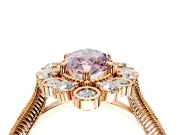 Milgrain Halo Engagement Ring Setting for Fancy Pink Marquise Center with Bezel Point Accents and Prong Head in Rose Gold