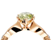 Solitaire Engagement Ring Setting for Fancy Yellow Marquise Center with Carved Leaf Shoulders and Prong Head in Rose Gold
