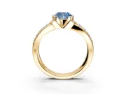 Bezel Engagement Ring Setting for Fancy Blue Cushion Cut Center with Wide Channel-Set Band and Bezel Head in Yellow Gold