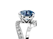 Solitaire Engagement Ring Setting for Fancy Blue Round Cut Center with Pave Bypass Swirl Band and Prong Head in Sterling Silver