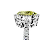 Accent Halo Engagement Ring Setting for Fancy Yellow Oval Center with Full-Length Pave Band and Prong Head in Sterling Silver