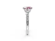 Solitaire Engagement Ring Setting for Fancy Pink Oval Center with Trailing Leaf Accent Band and Prong Head in Platinum