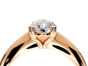 Solitaire Engagement Ring Setting for Pear-Shaped Center with Reverse Tapered Band and Prong Head in Rose Gold