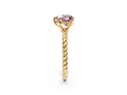 Solitaire Engagement Ring Setting for Fancy Pink Heart-Shaped Center with Plain Twisted Rope Band and Prong Head in Yellow Gold
