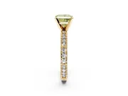 Solitaire Engagement Ring Setting for Fancy Yellow Princess Cut Center with Milgrain-Edged Pave Band and Prong Head in Yellow Gold