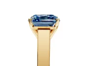 Solitaire Engagement Ring Setting for Fancy Blue Asscher Cut Center with Tapered Split Shoulders and Prong Head in Yellow Gold