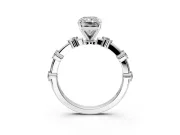 Solitaire Engagement Ring Setting for Radiant Cut Center with Bezel Station Band and Prong Head in Platinum