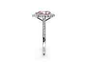Halo Engagement Ring Setting for Fancy Pink Pear-Shaped Center with Single-Row Pave, Open Basket and Prong Head in Platinum