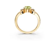 Solitaire Engagement Ring Setting for Fancy Yellow Oval Center with Twisted Band and Scroll Prong Head in Yellow Gold