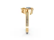 Halo Engagement Ring Setting for Fancy Blue Heart-Shaped Center with Milgrain Halo, Pave Band and Prong Head in Yellow Gold