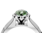 Halo Engagement Ring Setting for Fancy Green Pear-Shaped Center with Knife Ridge Cathedral Band and Prong Head in White Gold