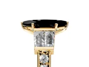 Channel-Set Engagement Ring Setting for Fancy Black Marquise Center with Baguette Band and Prong Head in Yellow Gold