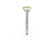 Solitaire Engagement Ring Setting for Fancy Yellow Radiant Cut Center with Large Accent Band and Prong Head in Platinum