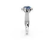 Halo Engagement Ring Setting for Fancy Blue Round Cut Center with Square Band and Prong Head in Platinum