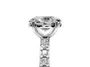 Solitaire Engagement Ring Setting for Oval Center with Round Cut Pave Band and Prong Head in Sterling Silver