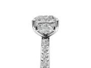 Solitaire Engagement Ring Setting for Cushion Cut Center with Fine Pave Band and Prong Head in Sterling Silver