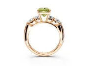 5 Stone Engagement Ring Setting for Fancy Yellow Princess Cut Center with Graduated Accents and Prong Head in Rose Gold