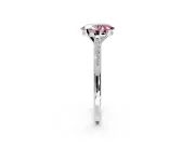 Solitaire Engagement Ring Setting for Fancy Pink Oval Center with Channel Accents and Prong Head in Sterling Silver