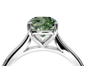Solitaire Engagement Ring Setting for Fancy Green Cushion Cut Center with Narrow Cathedral Band and Prong Head in White Gold