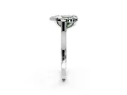 Single Halo Engagement Ring Setting for Fancy Green Heart-Shaped Center with Corner Claws, Plain Band and Prong Head in Sterling Silver