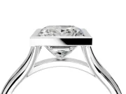 Solitaire Engagement Ring Setting for Princess Cut Center with V Split Shank and Bezel Head in Platinum