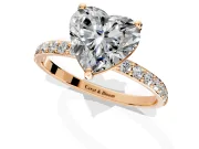 Solitaire Engagement Ring Setting for Heart-Shaped Center with Pave Accents and Prong Head in Rose Gold