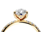 Solitaire Engagement Ring Setting for Pear-Shaped Center with Micro Pave Band and Prong Head in Yellow Gold