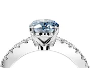 Solitaire Engagement Ring Setting for Fancy Blue Oval Center with Single Row Accent Band and Prong Head in Sterling Silver