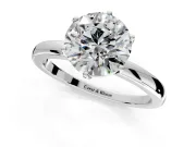 Solitaire Engagement Ring Setting for Round Cut Center with Plain Band and Tulip Prong Head in White Gold