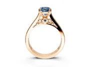 Solitaire Engagement Ring Setting for Fancy Blue Cushion Cut Center with Channel Band and Double Claw Prong Head in Rose Gold