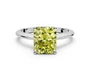 Solitaire Engagement Ring Setting for Fancy Yellow Radiant Cut Center with Knife Ridge Band and Claw Prong Head in Platinum