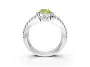 Halo Engagement Ring Setting for Fancy Yellow Cushion Cut Center with Wide-Open Pave Split Shank and Prong Head in Platinum