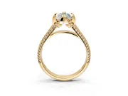 Solitaire Engagement Ring Setting for Marquise Center with Accented Split Shank and Prong Head in Yellow Gold