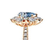 Floral Halo Engagement Ring Setting for Fancy Blue Pear-Shaped Center with Pave Accents and Prong Head in Rose Gold
