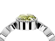 Vintage Station Engagement Ring Setting for Fancy Yellow Oval Center with Accents and Prong Head in Platinum